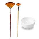 Kit Pincéis Cerdas de Seda 06, 02 e Cubeta Porcelana 40mL Estética - Para Ácidos, Peelings, Emoliente Trieta, Máscaras