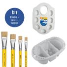 Kit Pincéis Chato Tigre + Suporte de Apoio + Paleta Gode 7 Cavidades Ideal para Artesanato Pintura Telas Kit Pincéis Chato Tigre + Suporte de Apoio + Paleta Gode 7 Cavidades Ideal para Artesanato Pintura Telas