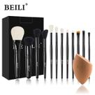 Kit Pincéis De Maquiagem BEILI 12 PÇS Profissional Pó, Sombra Cabelo Sintético Com Esponja