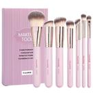 Kit Pincéis de Maquiagem com 7 Peças Cor:Rosa