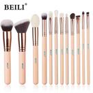 Kit Pincéis De Maquiagem Rosa Com 12 PÇS Base, Sombra, Destaque, Corretivo