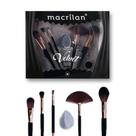 Kit Pinceis e Esponja Macrilan Velvet Preto Ed010a