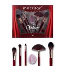 Kit Pinceis e Esponja Macrilan Velvet Vermelho Ed010b