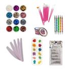 Kit Pincéis Glitter Flores Secas Fitilho Boleadores Lixas Kit Pincéis Glitter Flores Secas Fitilho Boleadores Lixas
