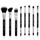 Kit Pincéis Macrilan Ultra Essencial: Base, Pó, Blush, Contorno e Iluminador, Corretivo e Precisão, Sombra e Esfumar, Esfumar e Chanfrado com Escova