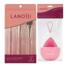 Kit Pincéis Maquiagem Rose Gold e Esponja Facial Lanossi