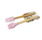 Kit pincel e espatula de silicone com cabo de bambu c/ 2 pçs