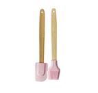 Kit pincel e espatula de silicone com cabo de bambu com 2 peças