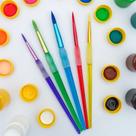 Kit pincel escolar com cabo colorido e grip macio 5 unidades