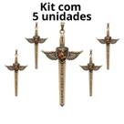 Kit Pingente Espada Quaresma de São Miguel 7,8 cm - 5 unidades