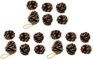 Kit Pinha Natural de Natal Glitter Dourado 4cm 18 Peças - Magizi