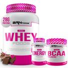 KIT Pink Whey Foods 2kg + Pink Energy 120caps + Pink BCAA C/ Colágeno 250g Tangerina - BRN Foods