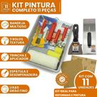 Kit pintura 11 peças profissional rolos, bandeja, lixa, trincha, espátulas e desempenadeira