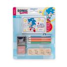 Kit Pintura Carimbo Sonic c/ Lápis de Cor + Bloco + Carimbos + Almofadas de Tinta Leonora - 10368 Kit Pintura Carimbo Sonic c/ Lápis de Cor + Bloco + Carimbos + Almofadas de Tinta Leonora - 10368