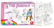 Kit Pintura Para Colorir Infantil Mini Cavalete Unicórnio - Brincadeira de criança