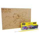 Kit Pintura Quadro 30x20 Centauro Alado + 6 Pote Tempera Guache + Pincel Condor 456-2 Mdf Madeira