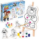 Kit Pintura Toy Story Disney Brinquedo Educativo Tela Tinta Guache e Mini Cavalete