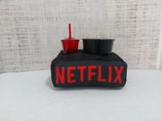 Kit Pipoca Almofada Personalizada + Balde Pipoca Copo com Tampa NETFLIX