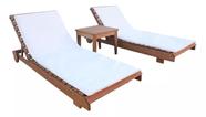 Kit Piscina 2 Espreguiçadeiras Colchonetes e Mesa de Centro Kit Piscina 2 Espreguiçadeiras Colchonetes e Mesa de Centro