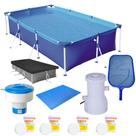 Kit Piscina 3700 L + Forro + Capa + Filtro 110v + Peneira + Cloro + Flutuador