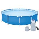 Kit Piscina Circular 7000 Litros De Lona Estruturada Jardim + Filtro Bomba 3600 L/H - Mor