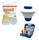Kit Piscina Clorador Flutuante Pooltec Pastilhas Genco 3em1
