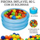 Kit Piscina de Bolinha Banheira Inflável Redonda 80 Litros + 25 Bolinhas Coloridas