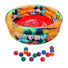 Kit Piscina Inflável 100 Litros Mickey Com Bolinhas Sortidas