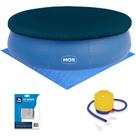 Kit Piscina Inflavel 4600l Redonda Mor + Capa e Forro + Mini Bomba Manual + Reparo