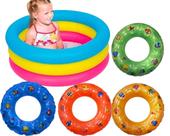 Kit Piscina Inflavel 90L Criança 3 Aneis Verão + 1 Boia Sortida