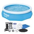 Kit Piscina Inflável + Bomba De Ar + Lona e Capa + Filtro