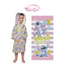 Kit Piscina Menina Aveludado (Roupão Com Capuz + Toalha Aveludada Stitch + Óculos Star Rosa)