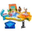 Kit Piscina Playground Dinossauro Intex 310 Litros com Bomba Manual e Forro de Proteção 3x2m