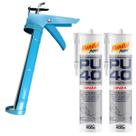 Kit Pistola Aplicadora 9 Pol Aeroflex Azul com Selante PU40 Cinza para Reformas