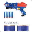 Kit Pistola Brinquedo Infantil Lança Dardos com 26 Balas de Espuma