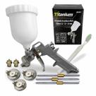 Kit Pistola De Pintura Hvlp Prof 5457 Titanium + 3 Bicos Cor Branca 05457