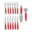 Kit Pizza Brinox 14 Peças Inox Vermelho