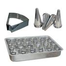 Kit Pizza Cone Assadeira 24 cavidades + 24 Cones 12cm + Faca