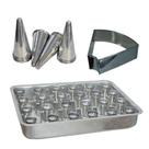 Kit Pizza Cone Assadeira 24 cavidades + 24 Cones 14cm + Faca