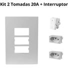 Kit Placa + 2 Tomadas 20A Interruptor Ilumi 4x2 Elétrica Embutir Parede Casa Residencial Instalador