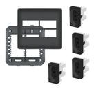 Kit Placa 4x4 Preta + 4 Módulos Tomadas 20A Habitat Black- Fame