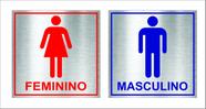 Kit Placa Banheiro 20x20cm Masculino/Feminino