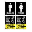 Kit Placa de Sinalização Banheiro Masculino, Feminino e Não deixe Vestígios Kit Placa de Sinalização Banheiro Masculino, Feminino e Não deixe Vestígios