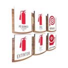Kit Placa De Sinalização Extintor com 6 Peças MDF 15x13cm