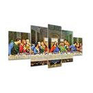 Kit Placa Quadro Decorativo 5pç 3D Borda infinita Santa Ceia