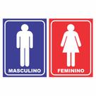 Kit Placa Sinalização Banheiro Feminino Masculino Sanitário COR:FUNDO COLORIDO Kit Placa Sinalização Banheiro Feminino Masculino Sanitário COR:FUNDO COLORIDO