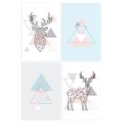Kit Placas Decoração Minimalista Alce Cinza e Rosa 30x40cm
