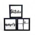Kit Placas Decorativas Amor Fé e Gratidão Mdf Cor Preto 19cm Kit Placas Decorativas Amor Fé e Gratidão Mdf Cor Preto 19cm