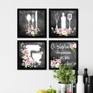 Kit Placas Decorativas Cozinha Com Amor Moldura Preta