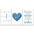 Kit Placas Quadros Decorativos 3 pçs 20x30 Coração Cores